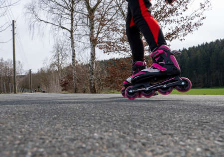 Inline skating on a street