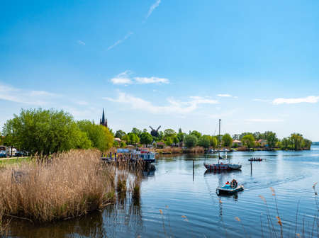 View over the harbor in Werder an der Havelの写真素材