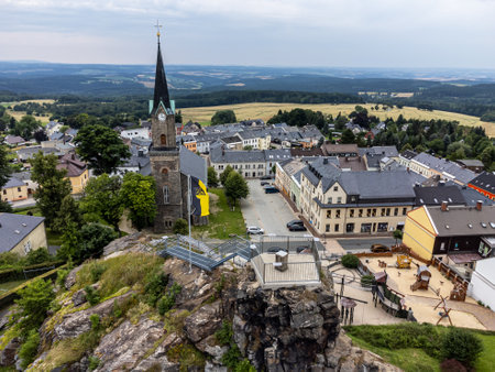 Panorama of Schoeneck in Saxonyのeditorial素材