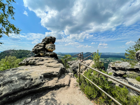 Papststein Rock in Saxon Switzerlandの写真素材
