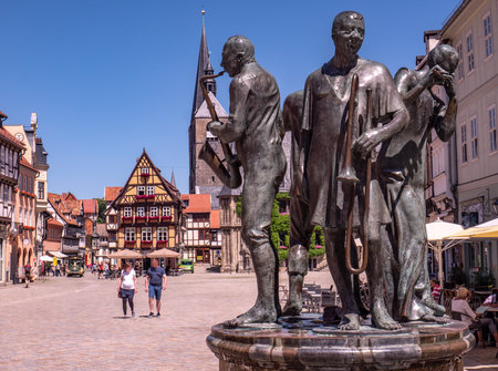Old town with market square of Quedlinburg in the Harz Mountainsのeditorial素材