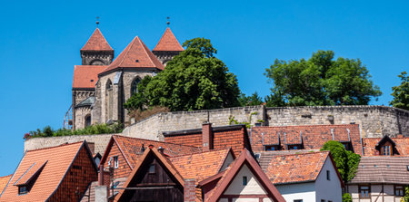 Quedlinburg Castle with old town in Saxony-Anhaltのeditorial素材