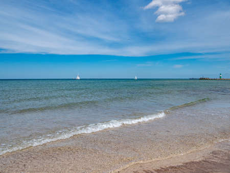 Beach in Warnemuende on the Baltic Seaの写真素材
