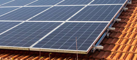 solar panels on roof panorama