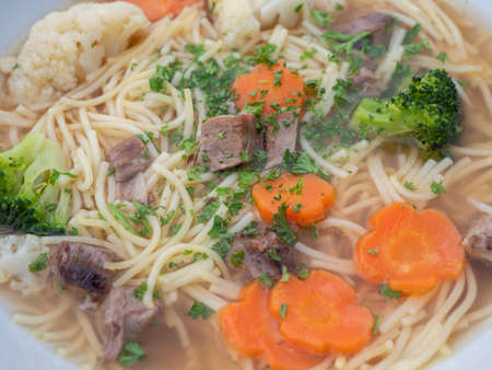 Noodle stew in a gastronomy