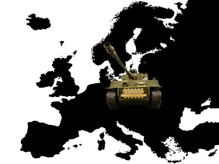 Europe country map with tankの写真素材
