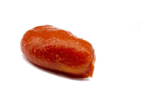 Canned tomatoes isolated on white backgroundの写真素材