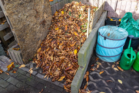 Fall compost full of leaves
