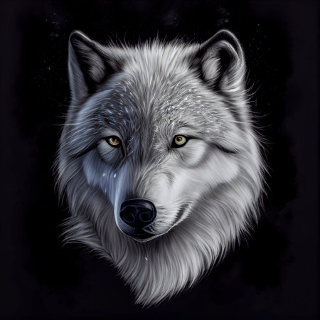 Wolf on a Black Background Illustration