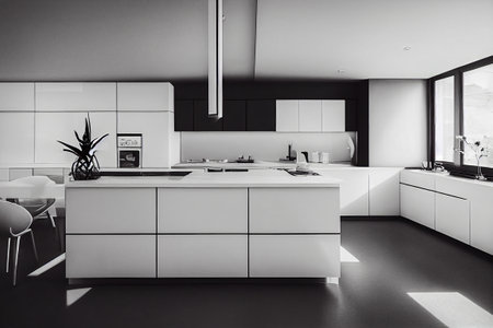 Modern kitchen interior with furniture