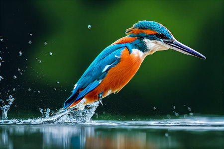 Kingfisher on the water illustrationの写真素材
