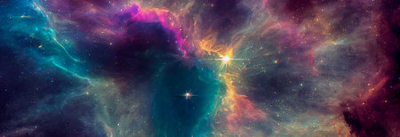 Panorama colorful background with nebula galaxy space 07の写真素材