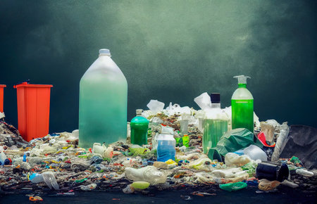 Plastic garbage on a beach illustration 02