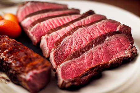 raw meat on a plateの写真素材