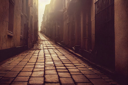 old street in the old town illustration 04の写真素材