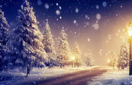 winter landscape with snow and treesの写真素材