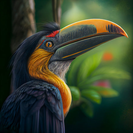 portrait of a toucan illustrationの写真素材