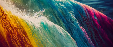 Panoramic Wave Water Arts, Generative AI Art Illustrationの素材