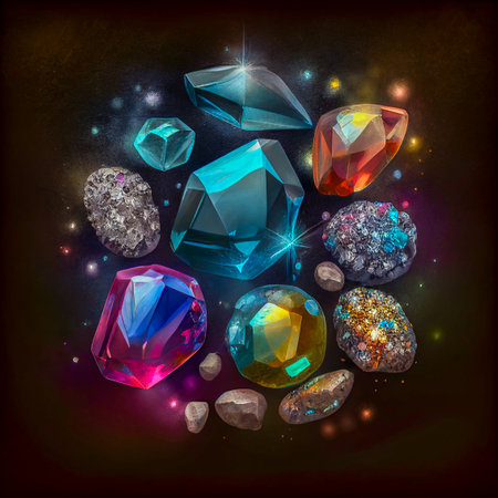gemstone on black background, Generative AI Illustrationの素材