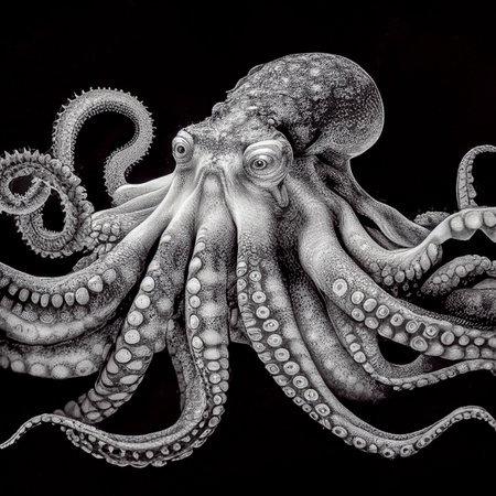 Portrait of an octopus, Generative AI Art Illustrationの素材