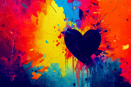 abstract background with heart splash, Generative AI Illustrationの素材