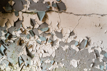 peeling paint on a wallの写真素材