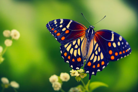 Butterfly on a yellow flower, Generative AI Art Illustrationの素材