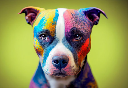 portrait of a dog with colorful hair, Generative AI Art Illustrationの素材