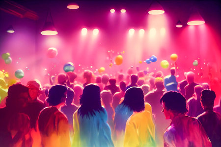 90s party disco in the night, Generative AI Art Illustrationの素材