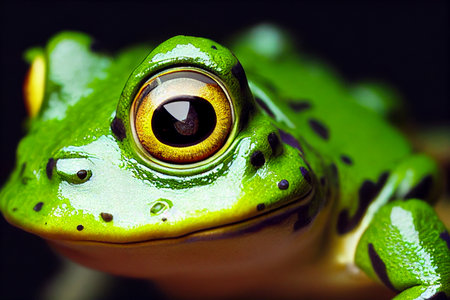 green frog on a leaf, Generative AI Art Illustrationの素材