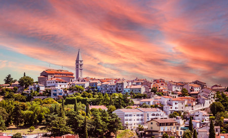 Panorama of the city of Vrsar in Croatiaの写真素材