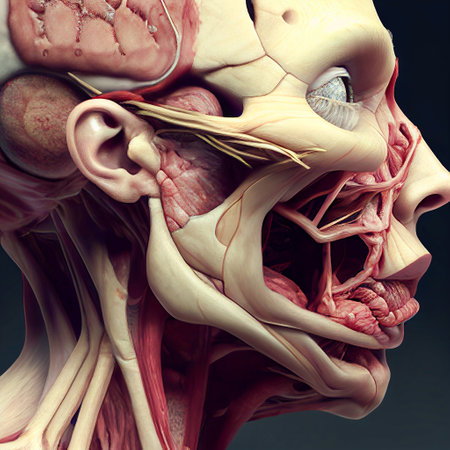 human head anatomy men, generative AI illustration 01の素材