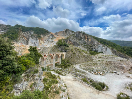 marble quarry in carrara, italyの写真素材