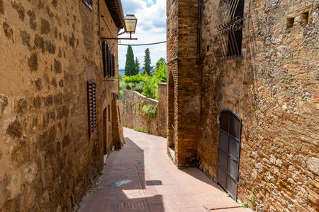 Old alley on a village in Tuscanyのeditorial素材