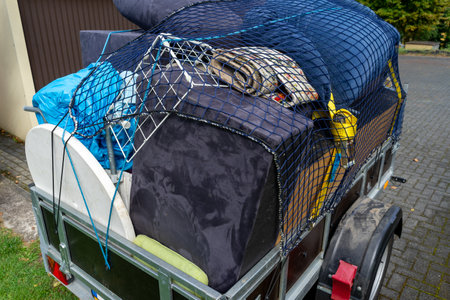 Bulky waste on a trailer after a house clearanceの写真素材