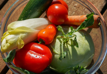 fresh vegetables in a bowlの写真素材