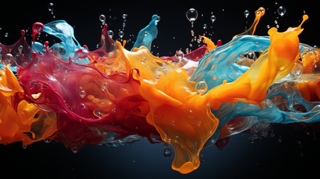 orange and yellow paint splashes background textureの素材