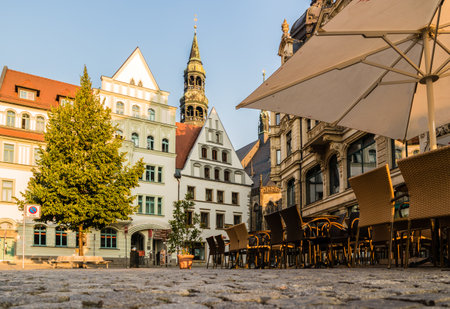 View over the old town in Zwickau Saxony, Germanyの写真素材