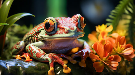 Portrait of an amphibian frog in the gardenの素材