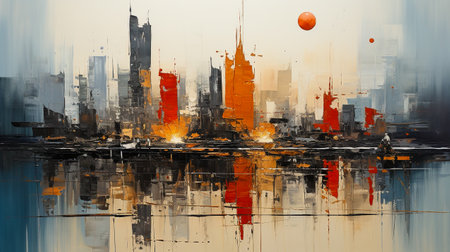 Panorama of abstract in painting cityの素材