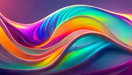 abstract rainbow color background with lines and wavesの素材