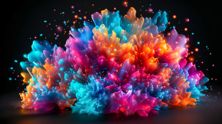 Colorful paint splash background with galaxy nebulaの素材