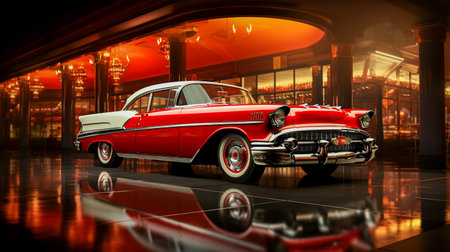US car from the 50s Old Retro Classic Abstract Illustrationの素材