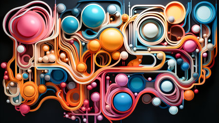 abstract background with circles and art patternsの素材
