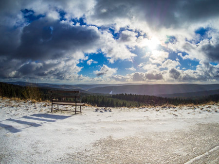 Beautiful sky in a winter landscapeの写真素材