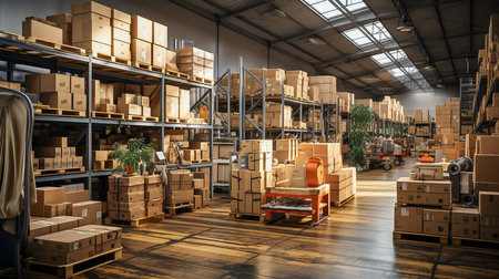 interior of a warehouse in the factoryの素材