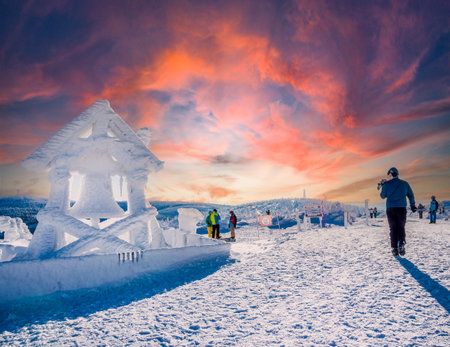 Winter sports on the Fichtelbergの写真素材