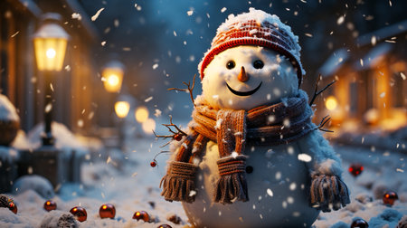 snowman in the snow background imageの素材