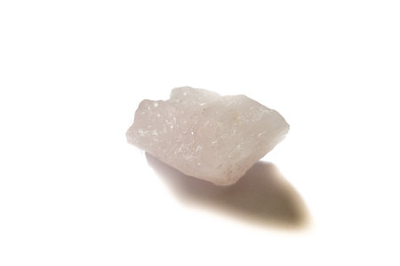 clear quartz gemstone on white backgroundの写真素材