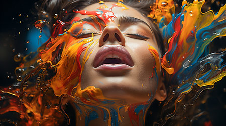 portrait of a woman with painted faceの素材